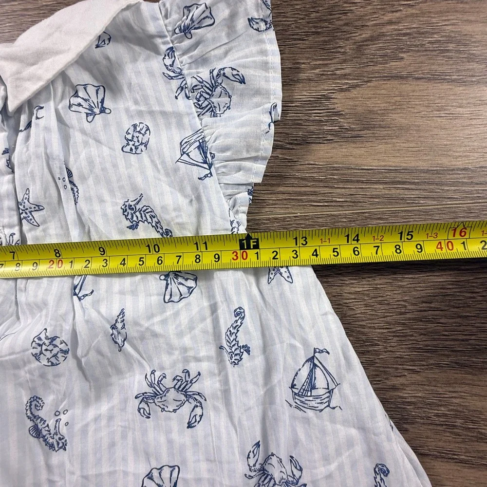 Tommy Bahama Girls Nautical Smocked Dress Blue White Stripe Size 5 Preppy